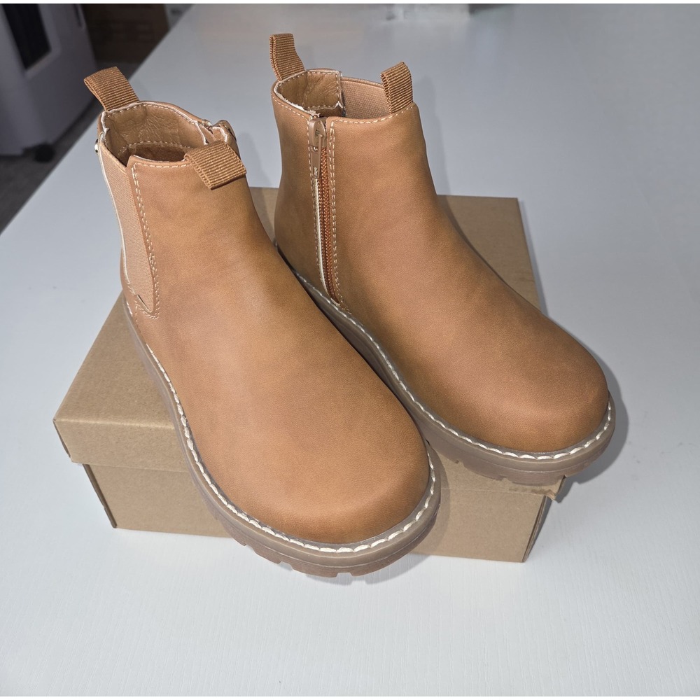 Lucky Brand Kids Basel Chelsea Ankle Boots Tan Brown Side Zip Lug Sole Size 11 - Picture 9 of 16
